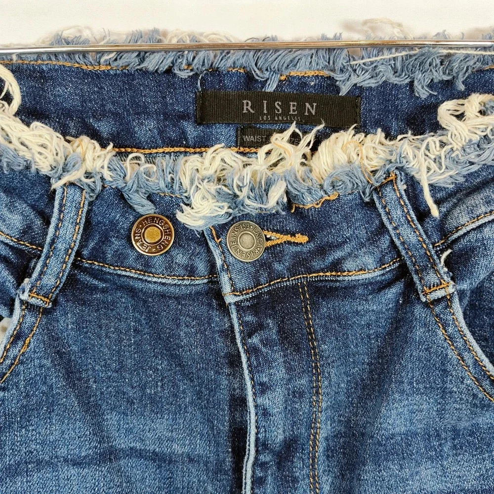 Risen Los Angeles Distressed Jeans Women's 13/31 Raw Waist Raw Hem